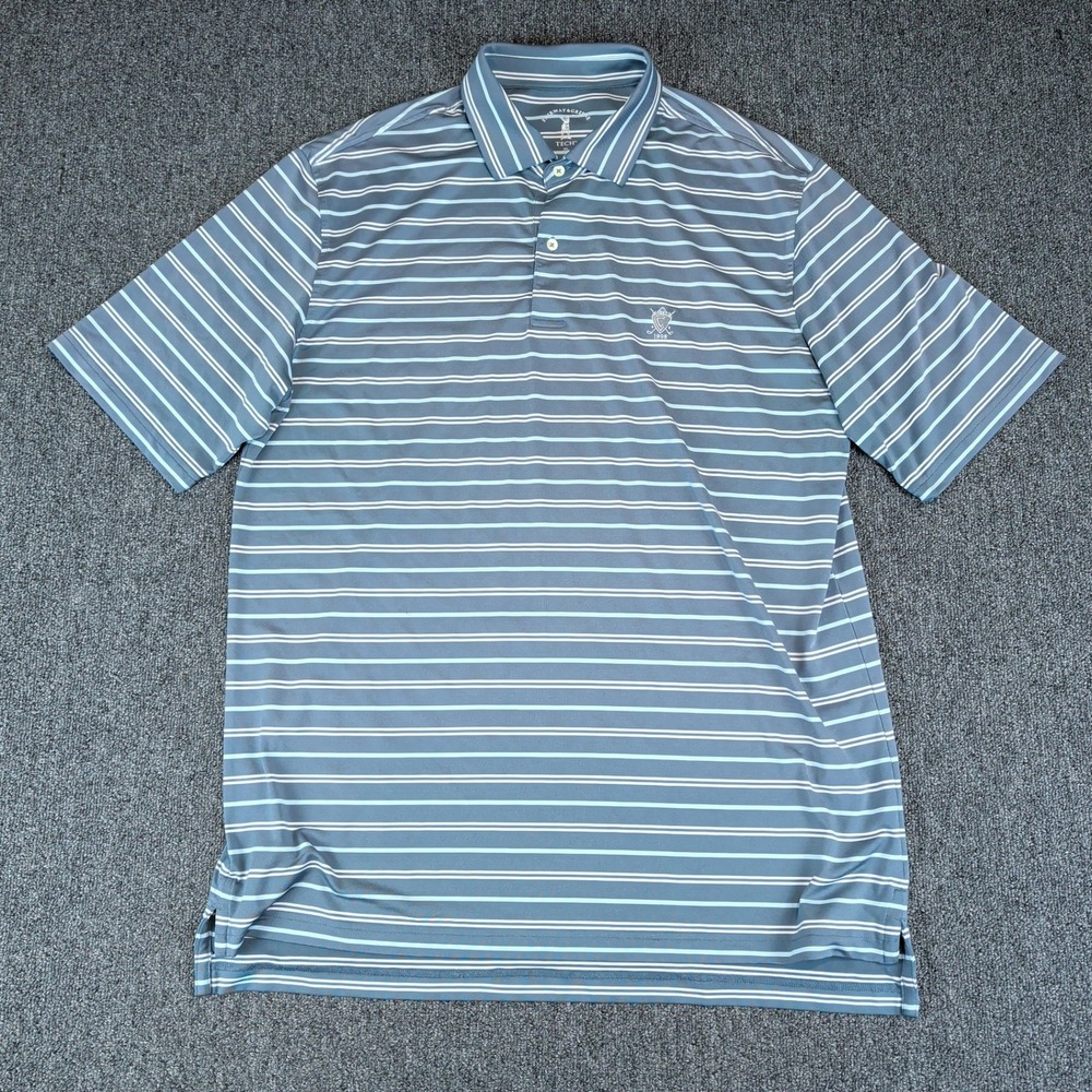 Fairway & Greene Tech Polo Size XL Mens Blue Striped Performance Golf Shirt — photo 2